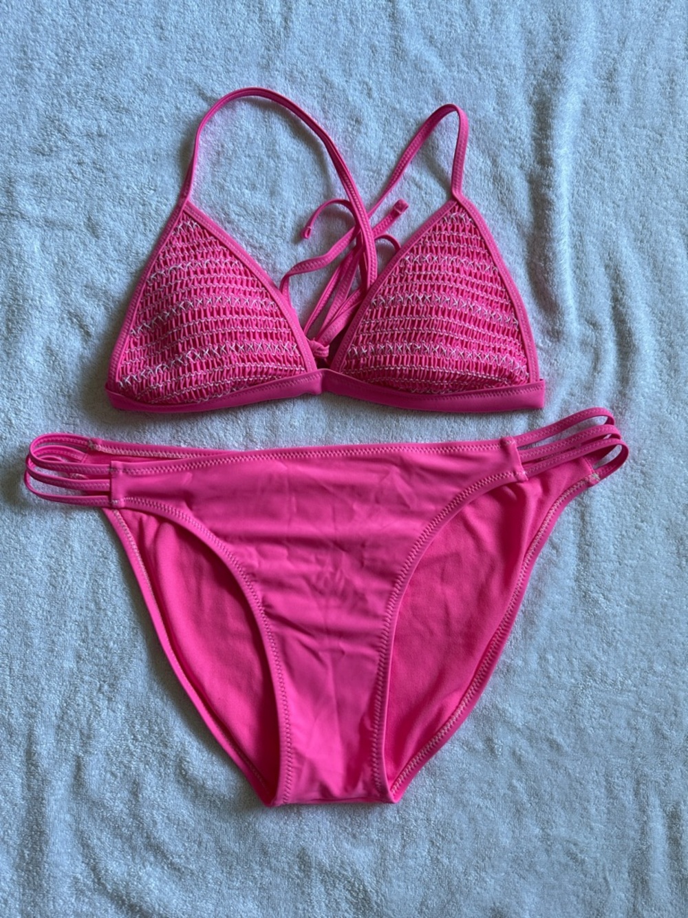 Xhilaration Hot Pink Bikini with Ruched Detail Top Size L Bottoms Size XL